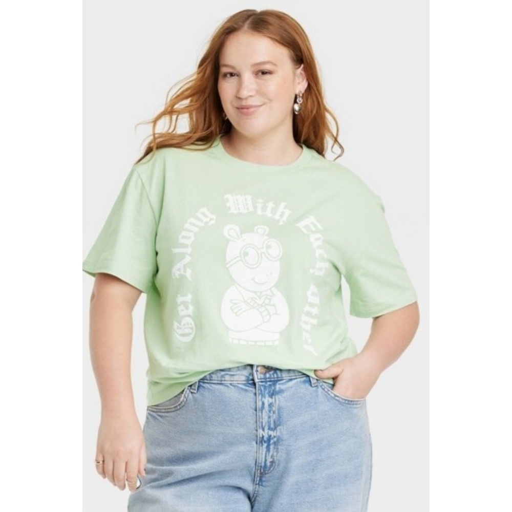 Arthur " Get along with each other " Graphic tee Light Green Size XS